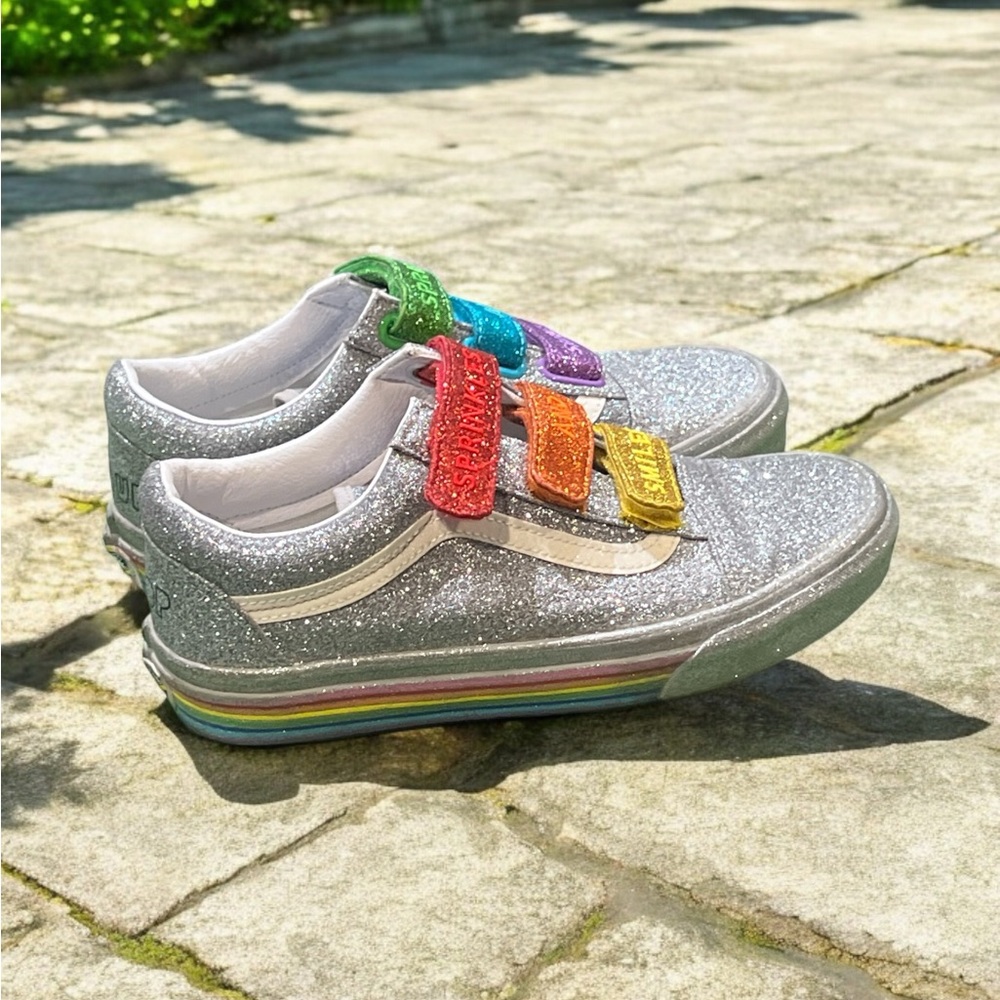 Vans Collaboration Smiles and Sprinkles Glitter Rainbow Shoes.